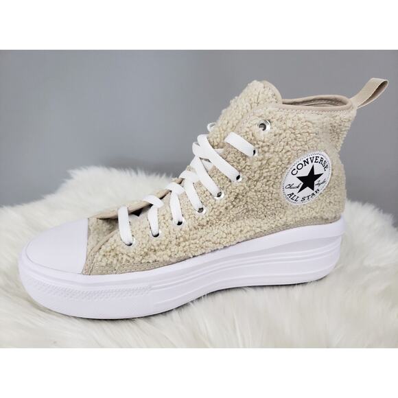 NEW Converse Girl's CTAS Move Platform High Top Sneakers Sz 7 Beach‎ Stone Taupe - Picture 9 of 9